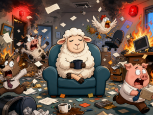 Calm Sheep In Chaos